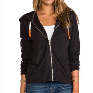 Sundry Women’s Wonderland Full Zip Drawstring Hoodie in Old Black Size 1 (4-6)